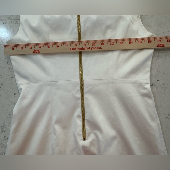 T Tahari White Cali Sleeveless Dress Women’s Size 4 Cotton Elastane Gold NWT - Picture 7 of 11
